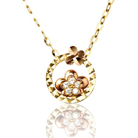 珠丽14k纯金心花怒放瑞钻吊坠