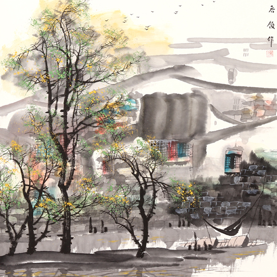 乔领画江南水乡23号