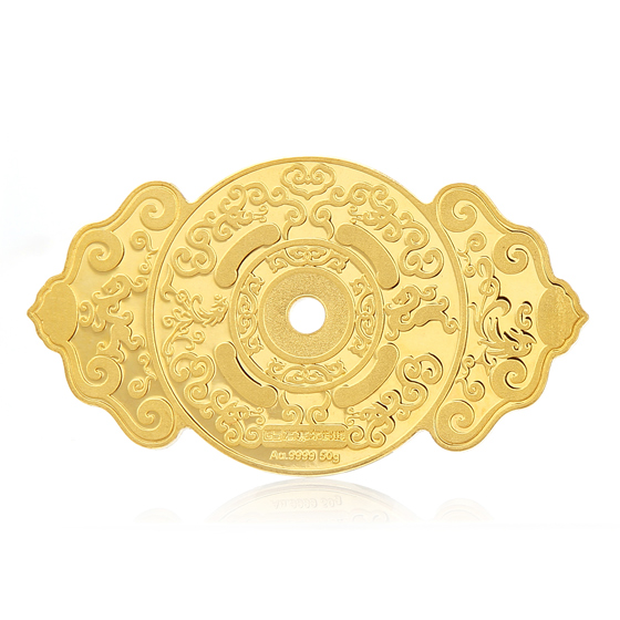 高赛尔羲和金壁9999万足金条50克金黄色