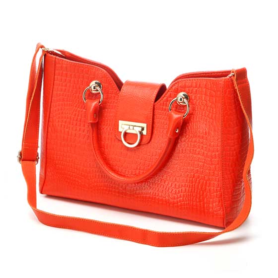 纳薇气质名媛手提女包橙色