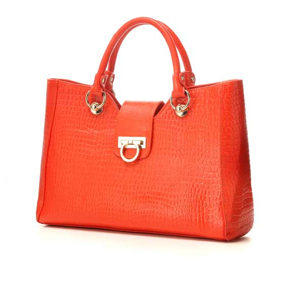 纳薇气质名媛手提女包橙色