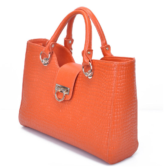 纳薇气质名媛手提女包橙色