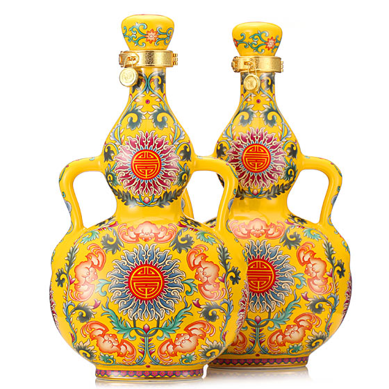 [官网自营]五粮液拍卖级葫芦瓶对酒 黄色