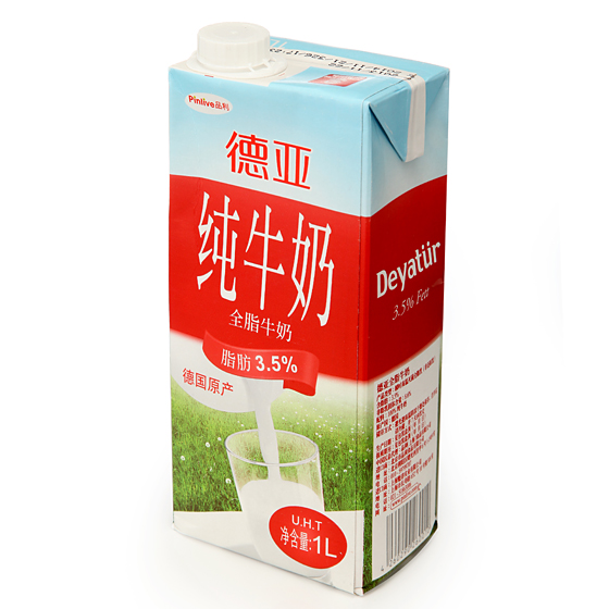 德亚全脂牛奶礼盒1l6盒装白色