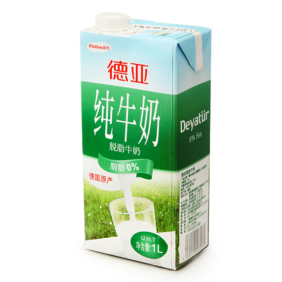 德亞脫脂牛奶禮盒(1l*6盒裝) 白色