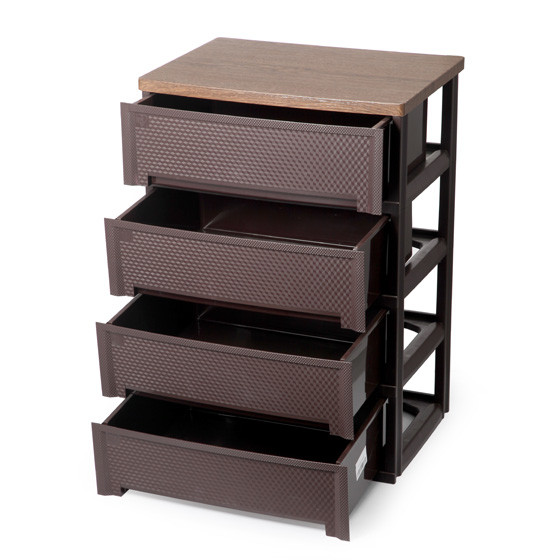 爱丽思编织纹路抽屉柜深茶色