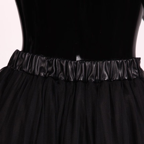 卡路丝拼接网纱高腰半身裙K43C433 黑色