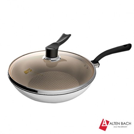 [艾特巴赫] 0.8超轻系列不锈钢不粘炒锅32cm(含盖)