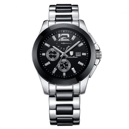 多功能运动款陶瓷表男款98002g银壳黑面