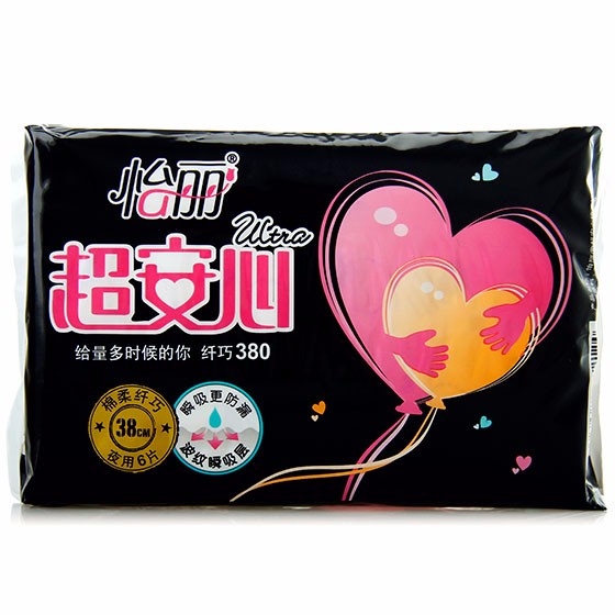 怡丽超安心棉柔纤巧夜用卫生巾380mm6片