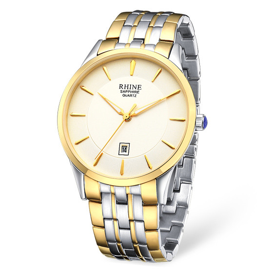 莱茵经典石英男表r89111m白金