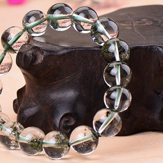 御灵珠宝天然满天星绿幽灵水晶手链12mm