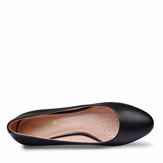 名典黑色亚光矮跟浅口单鞋d536030