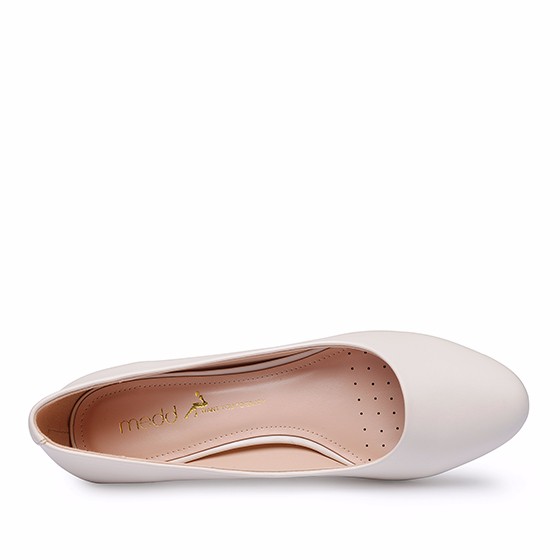 名典米色亚光矮跟浅口单鞋d536030