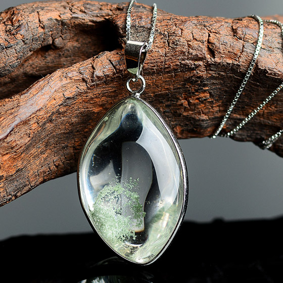 妍韵珠宝天然绿幽灵吊坠c款