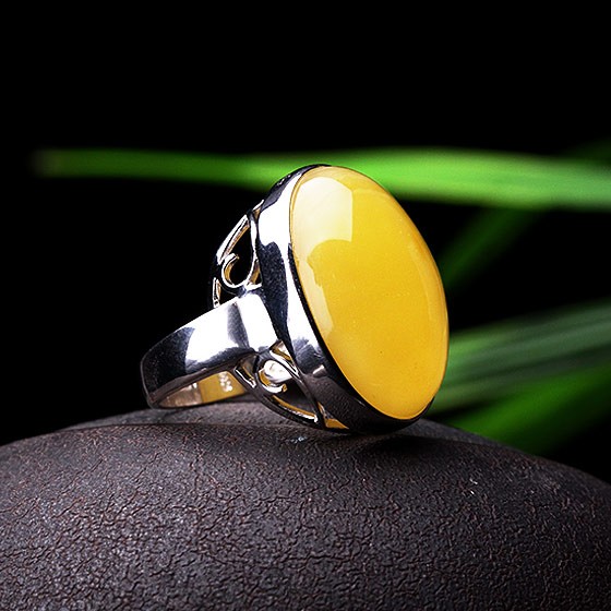 [官网自营]卓凡珠宝银镶男款蜜蜡戒指