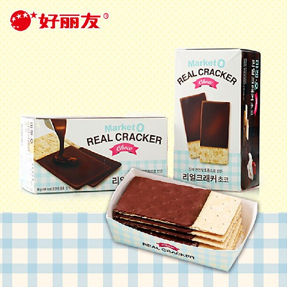 海外购韩国好丽友巧克力薄脆饼干96g*5盒