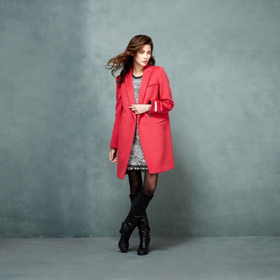 【清仓特价品】SOWOOL韩版羊绒大衣·桃红色-不退换