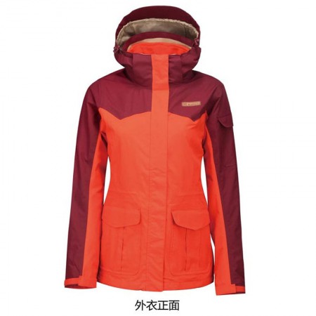 探路者 女款套绒两件套防雨防风三合一冲锋衣·橙红
