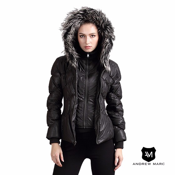 首页 服饰 女装 皮衣 女式黑色修身大毛领羽绒服  商品货号:522228