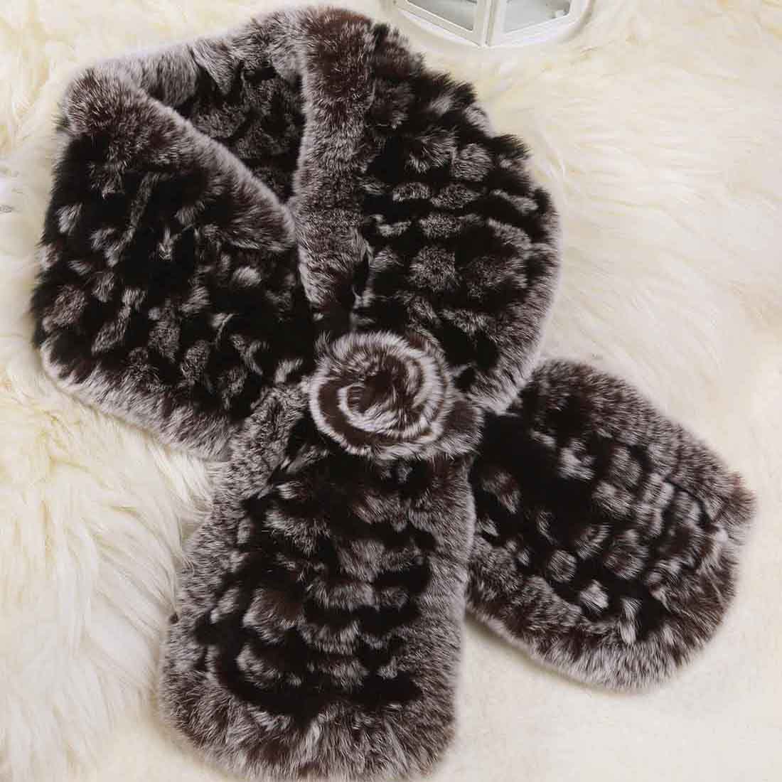 xinjue獭兔毛保暖围巾咖啡色sw05