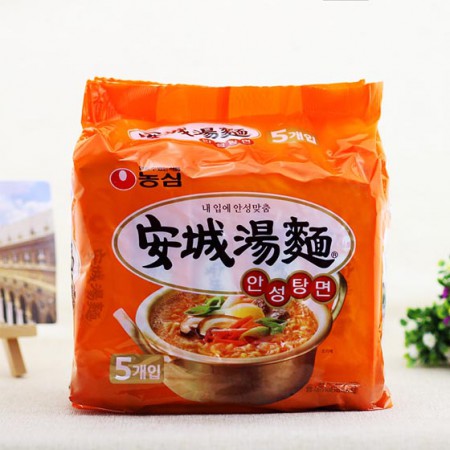韩国农心安城汤面劲道微辣面125g5包