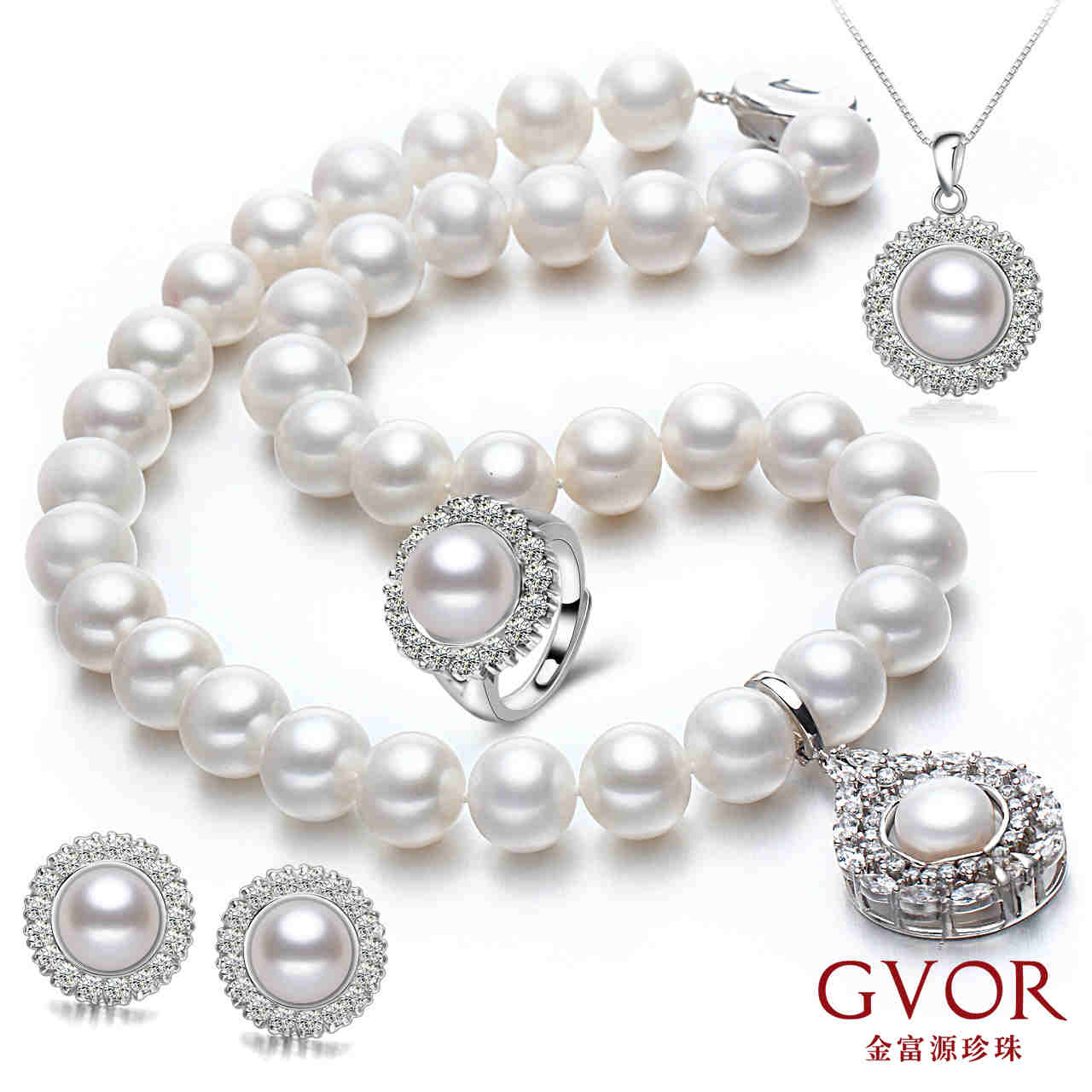 金富源"瑧藏"大颗粒天然珍珠项链套组