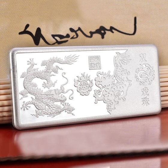 老冯记双龙戏珠千足银银条100g