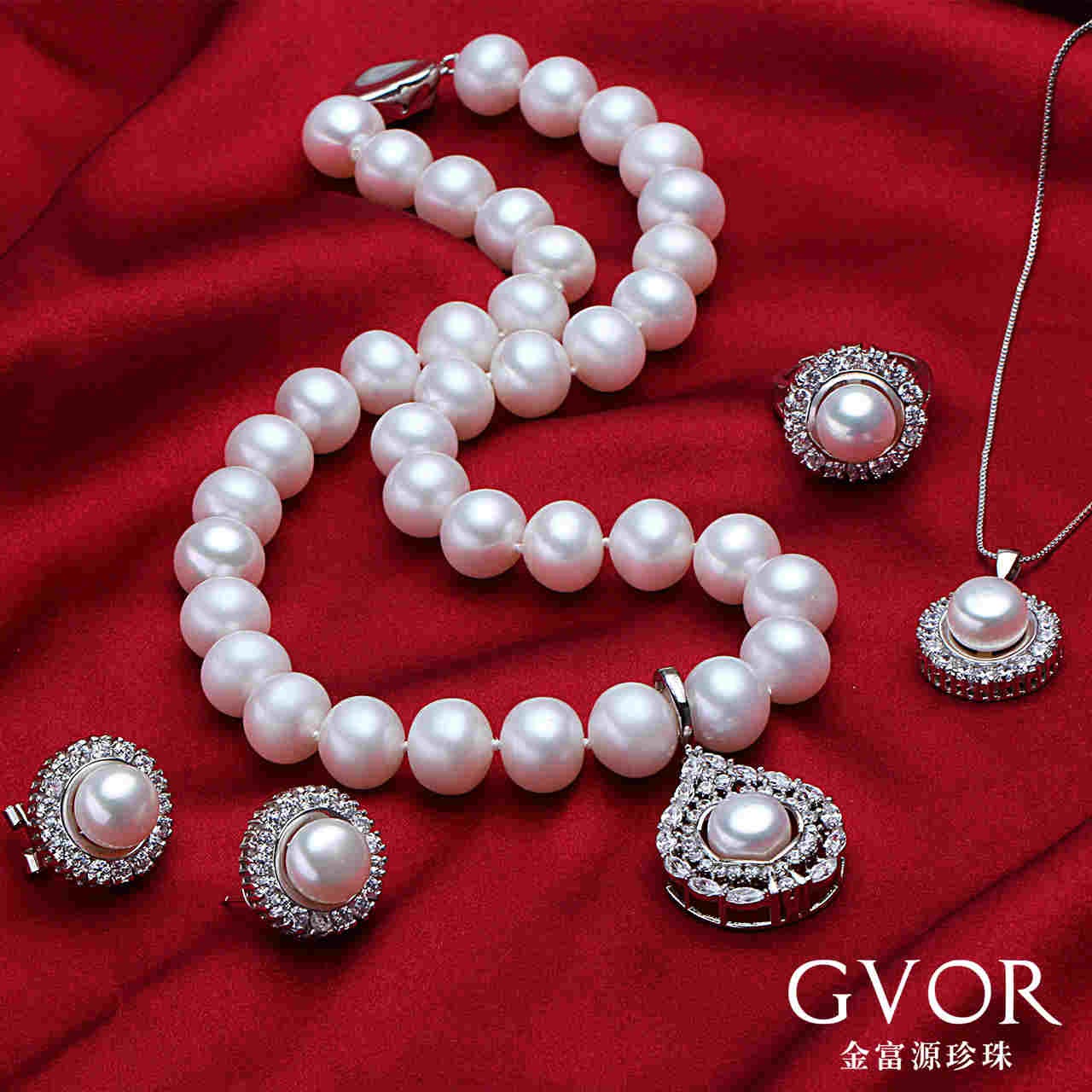 金富源瑧藏大颗粒天然珍珠项链套组