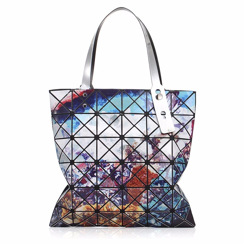 veronica·wang立体几何菱格拼接镭射包 星空