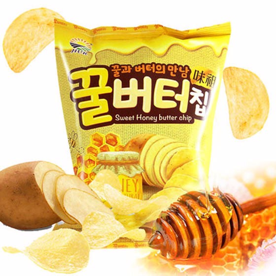 [九日]韩国原装进口蜂蜜黄油薯片60g*4袋