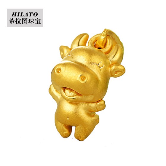 [官网自营]希拉图勤劳牛实心足银吊坠