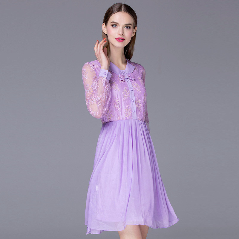 olisi紫色蕾丝连衣裙
