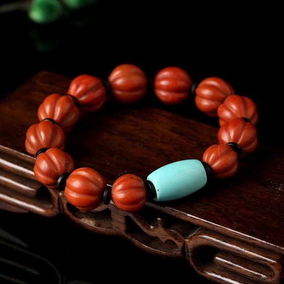 玉真了南红玛瑙南瓜珠手串