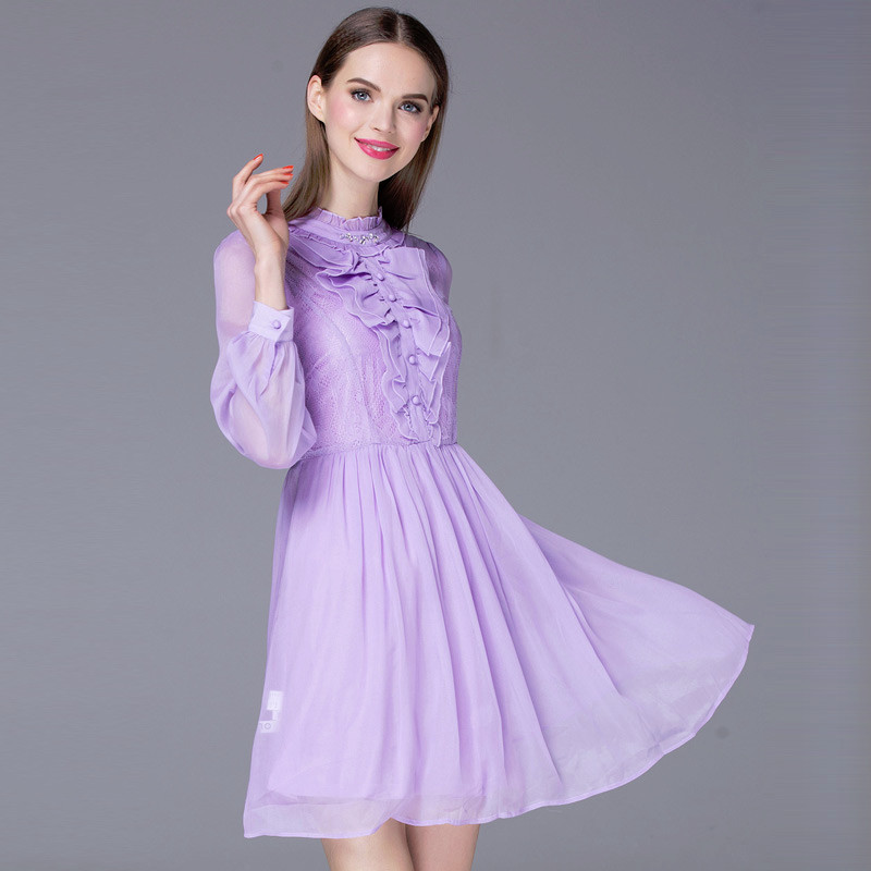 olisi紫色蕾丝连衣裙