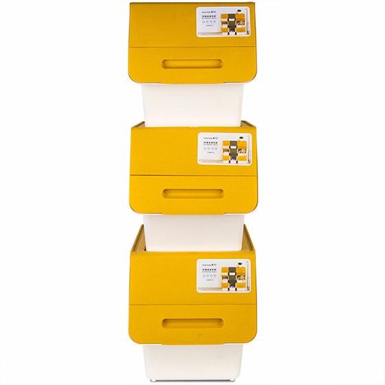 茶花斜口翻盖储物箱收纳箱24L 2886 3支装 黄色