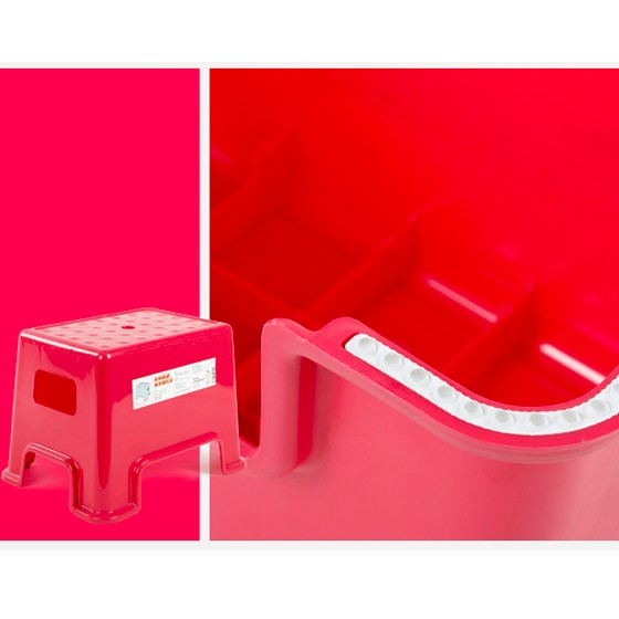 禧天龙 可叠加加厚防滑家用小凳4件组 桃红色