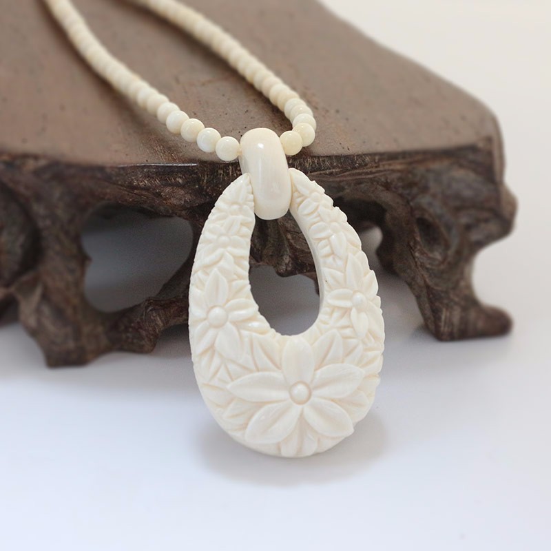希有猛犸象牙水滴玉兰花吊坠