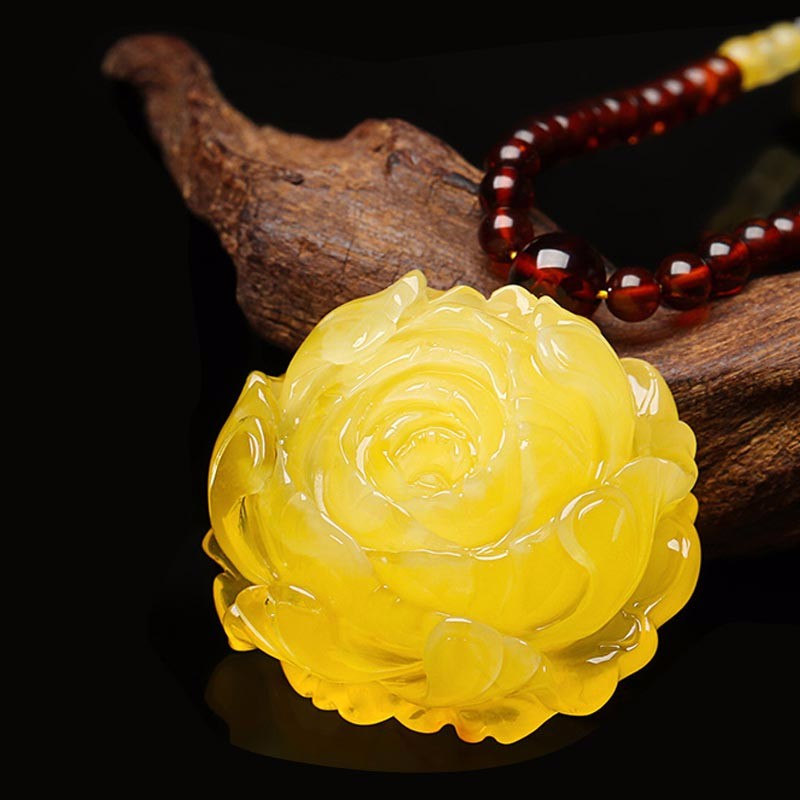 华翠缘蜜蜡牡丹花吊坠