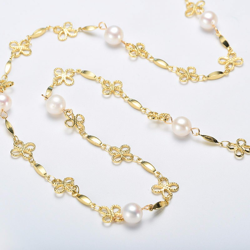 水年华四叶草长款珍珠项链