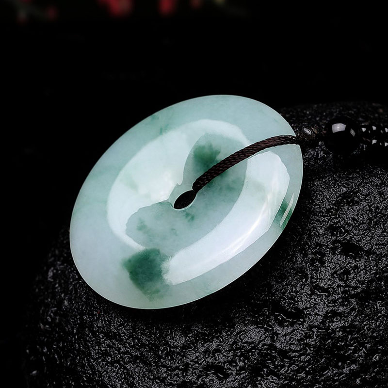 满记冰糯水润飘花天然a货翡翠平安扣挂件