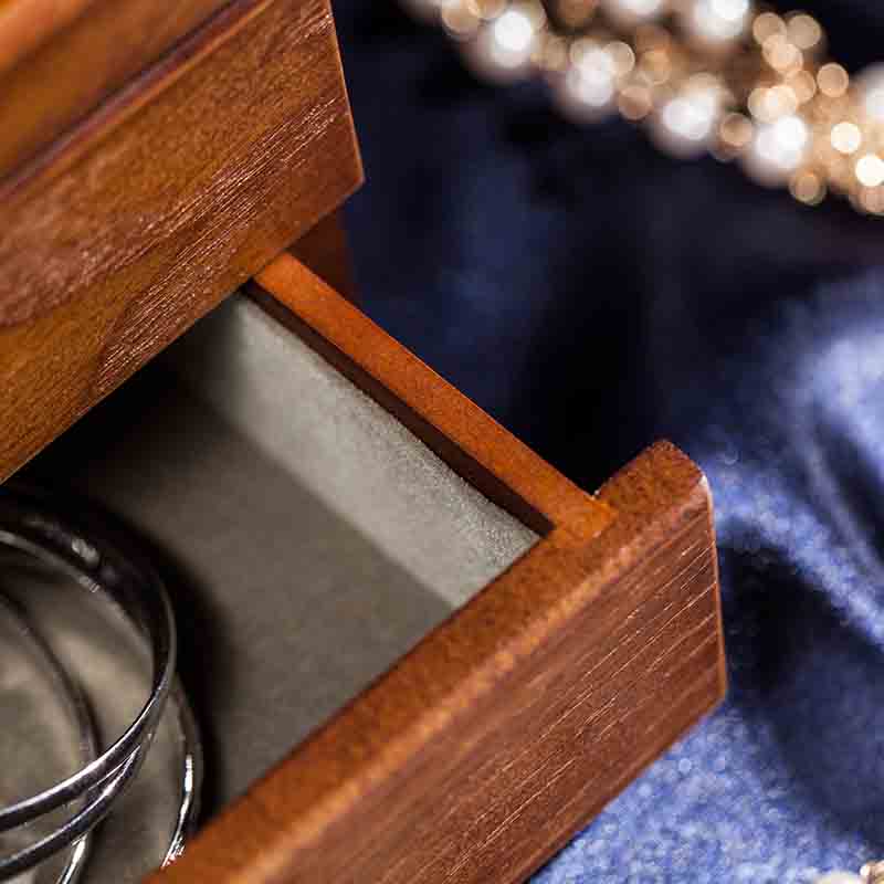 弘艺堂木质首饰盒木制珠宝盒饰品盒收纳盒·仿古色