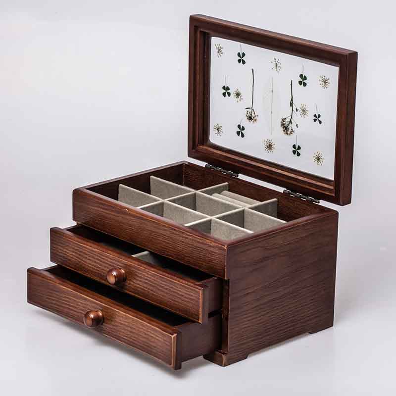 弘艺堂木质首饰盒欧式复古中式多层珠宝盒·仿古色