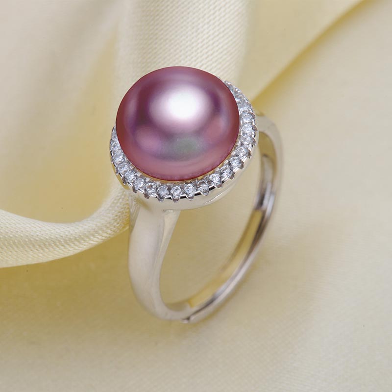 水年华S925银强光紫色珍珠戒指·紫色