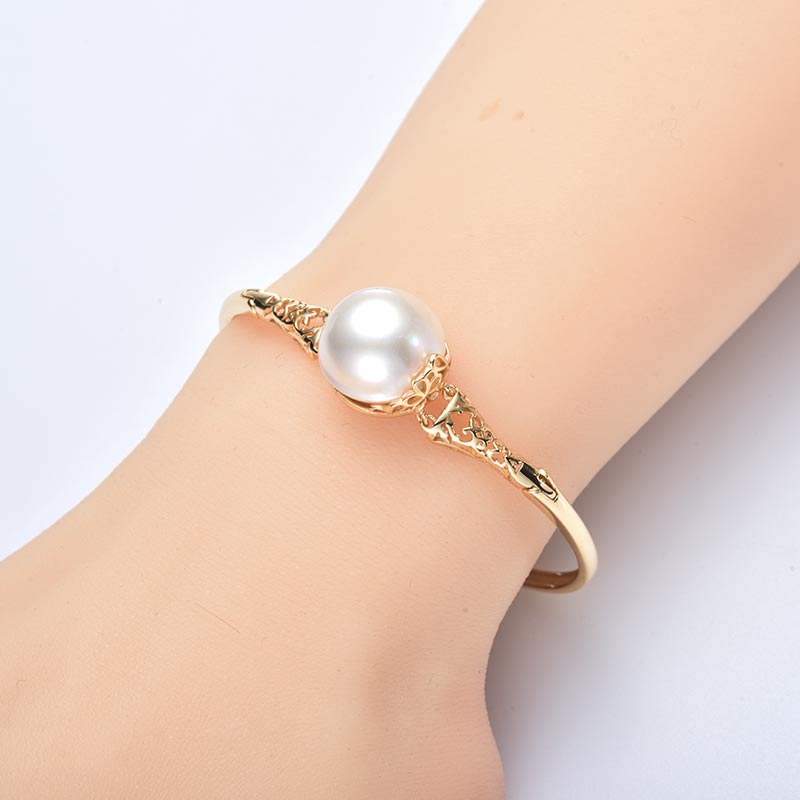 水年华高档马贝珍珠手镯S925银·白色