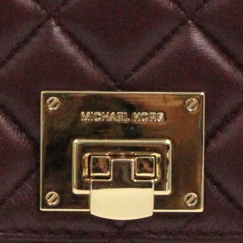 MICHAEL KORS 迈克·科尔斯   经典爆款女士菱格纹手拿包 35S6GARE3L·酒红色