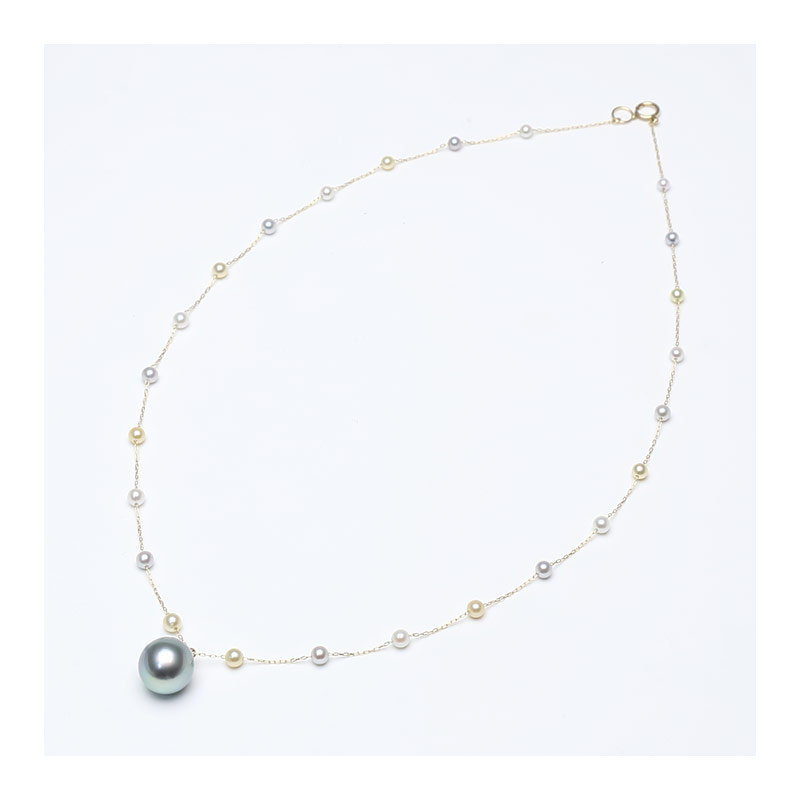 Vermeer 14K黄金大溪地珍珠配AKOYA海水珍珠项链·珍珠颜色：黑色/白色