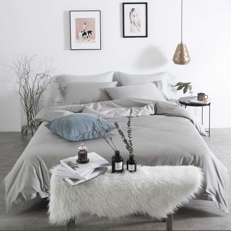 莱薇 卡其灰美式60支长绒棉全棉四件套200*230cm·灰色