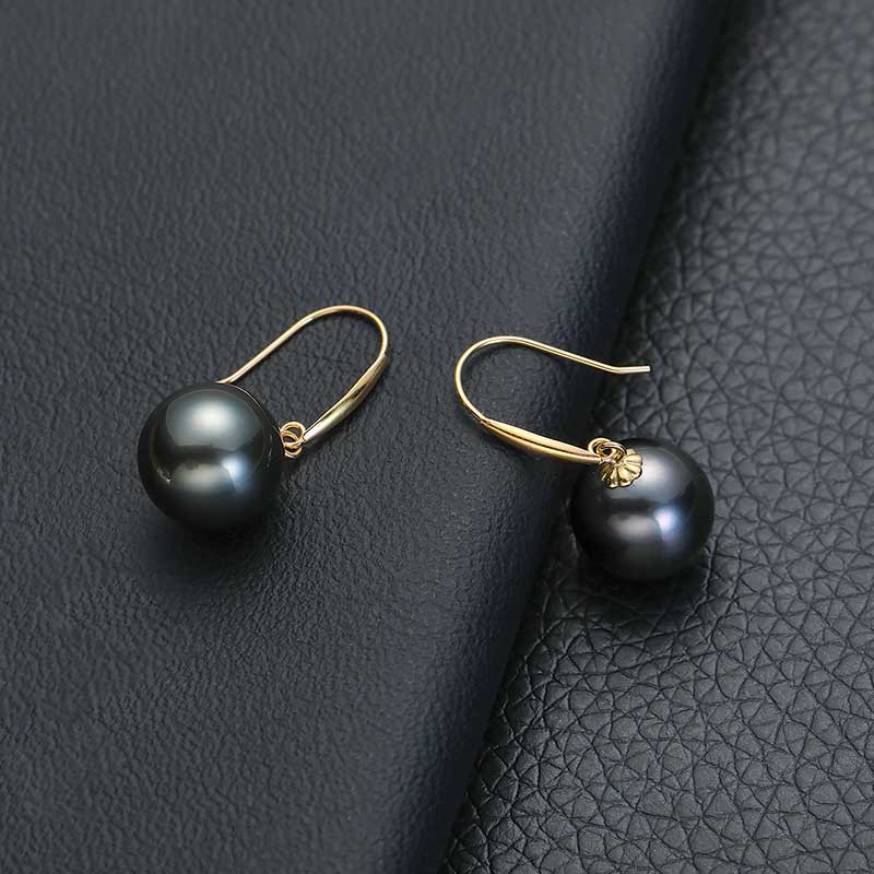 【福利款】安妮18K金典雅黑珍珠耳环