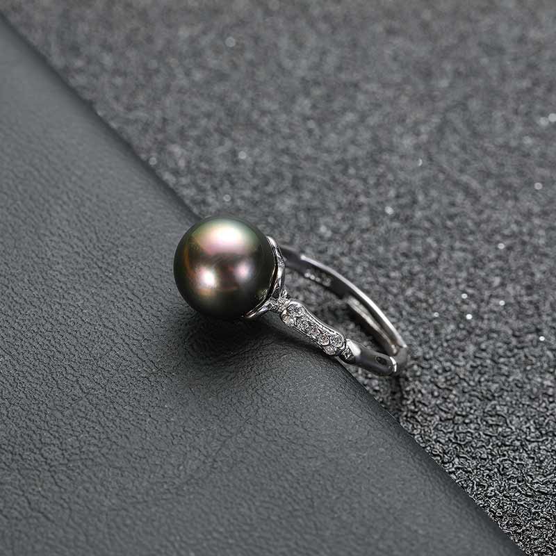 安妮S925节节高升黑珍珠戒指